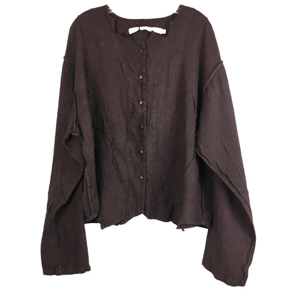 Sz 1 NWT $281 Cynthia Ashby 1997 Vine Jacket Linen in Daqueri Snap Front - Picture 1 of 3